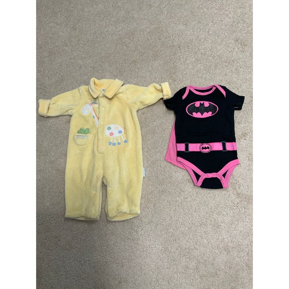 Baby bundle size 3-6 months Vitamin Yellow Sleeper and BATGIRL w/ CAPE onesie